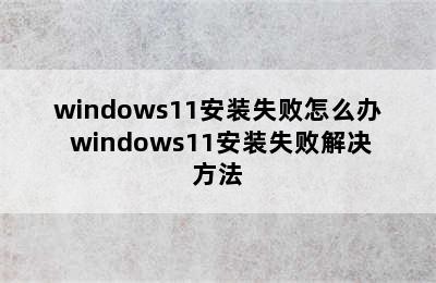 windows11安装失败怎么办 windows11安装失败解决方法